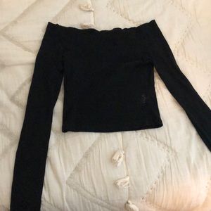 black long sleeve off the shoulder top